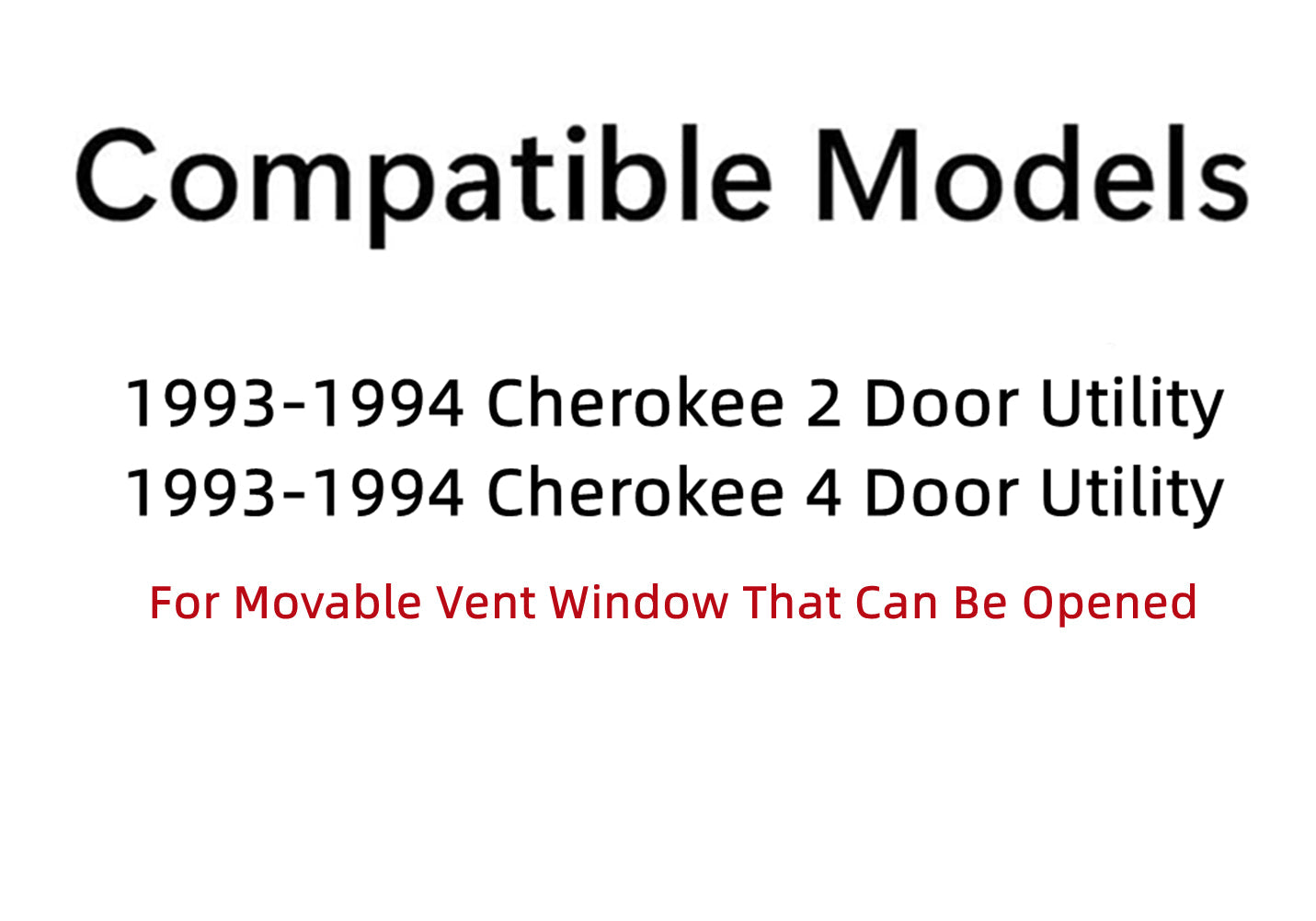 Movable Driver Left Side Front Vent Window Vent Glass Compatible with Jeep Cherokee 1993-1994 Models