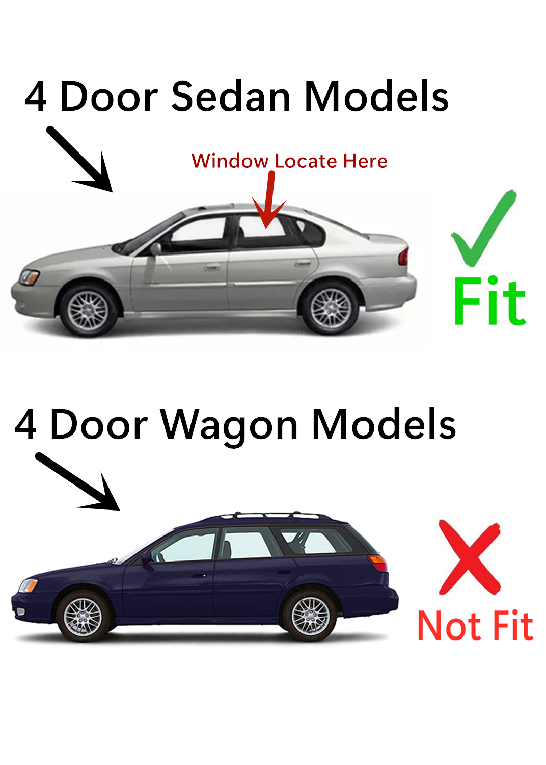 Driver Left Side Rear Door Window Door Glass Compatible with Subaru Legacy / Outback 4 Door Sedan 2000-2004 Models