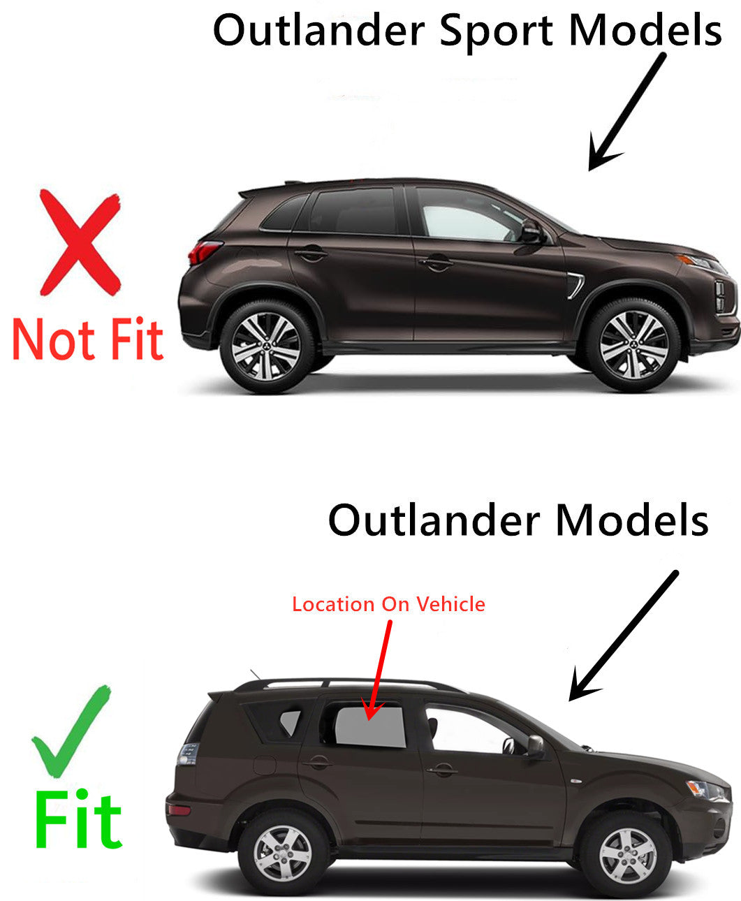 Passenger Right Side Rear Door Window Door Glass Compatible with Mitsubishi Outlander 2007-2013 Models