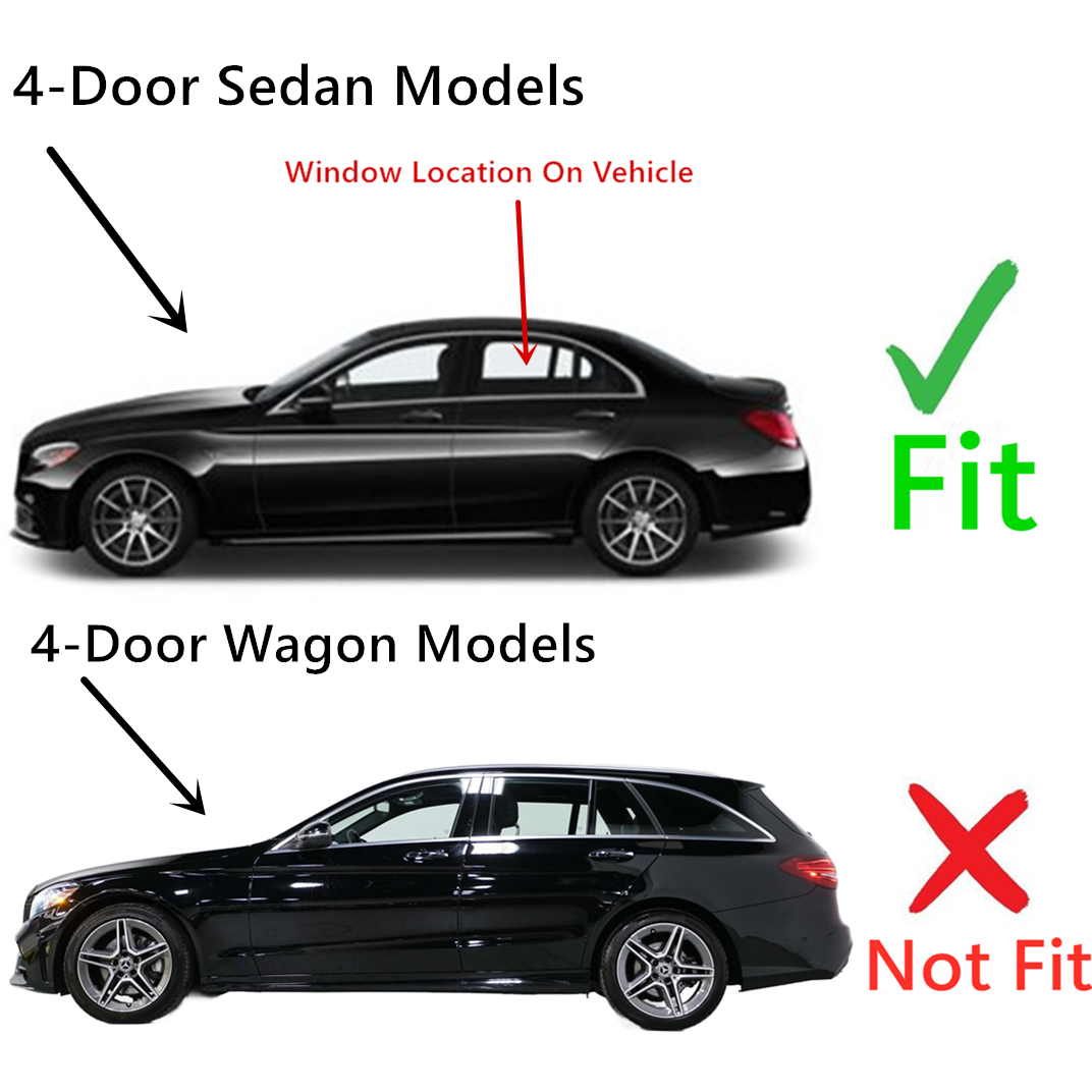 Driver Left Side Rear Door Window Door Glass Compatible with Mercedes Benz C300 / C400 / C43 AMG / C63 AMG 4-Door Sedan 2015-2021 Models