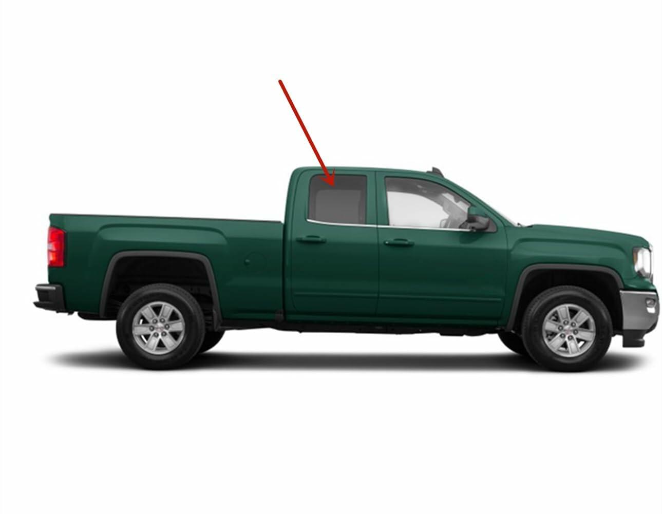 Passenger Right Side Rear Door Window Glass Compatible with GMC Sierra/Chevrolet Silverado 2500 3500 4 Door Extended Cab 2015-2019 Models/1500 4 Door Extended Cab 2014-2018 Models