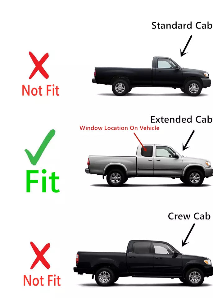 Movable Passenger Right Side Rear Quarter Window Quarter Glass Compatible with Toyota Tundra Pickup Extended Cab 2000-2006 Models