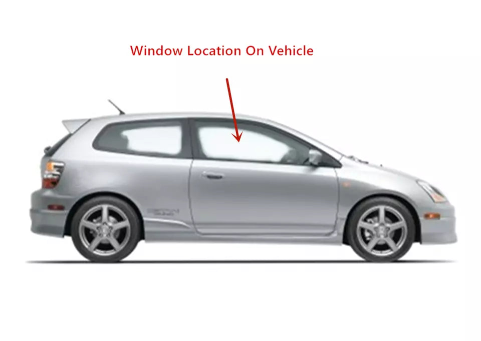 Passenger Right Side Door Window Door Glass Compatible with Honda Civic Si 2 Door Hatchback 2002-2005 Models