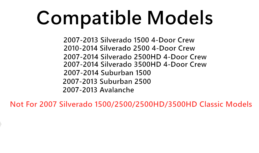 Passenger Right Side Rear Door Window Door Glass Compatible with Chevrolet Silverado 1500 & Avalanche 2007-2013 / Silverado 2500 & Silverado 3500 & Suburban 2007-2014 4-Door Models (Not For 2007 Sierra Classic)