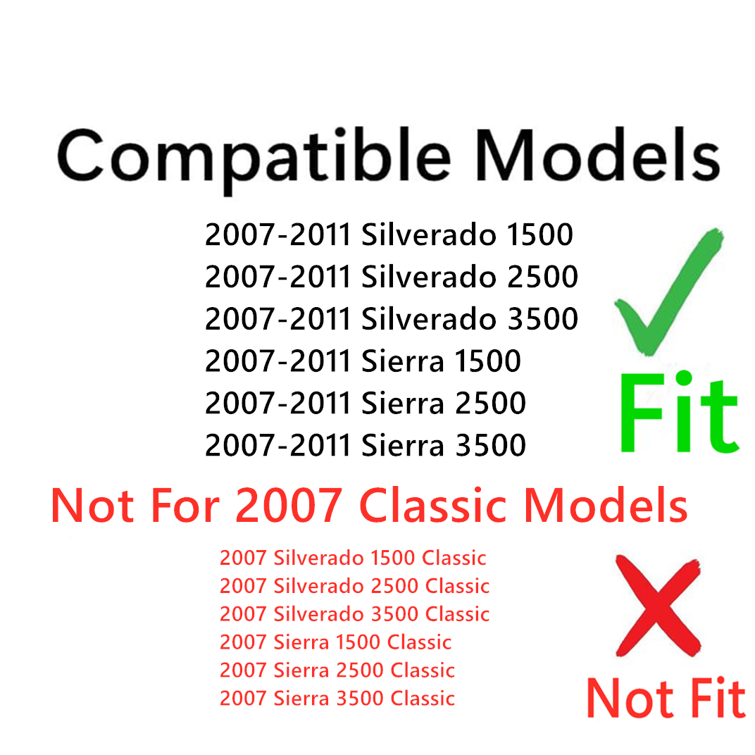 Driver Left Side Front Door Window Door Glass Compatible with GMC Sierra/Chevrolet Silverado Pickup 2007-2011 Models