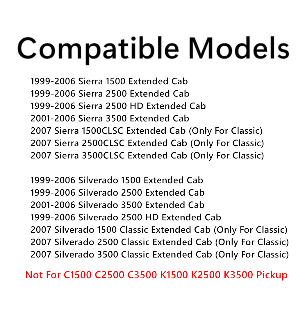 Privacy Movable Driver Left Side Rear Quarter Window Quarter Glass With Frame & Latch Compatible with GMC Sierra Chevrolet Silverado 1999-2006 / Classic 2007 Extended Cab Pickup Models