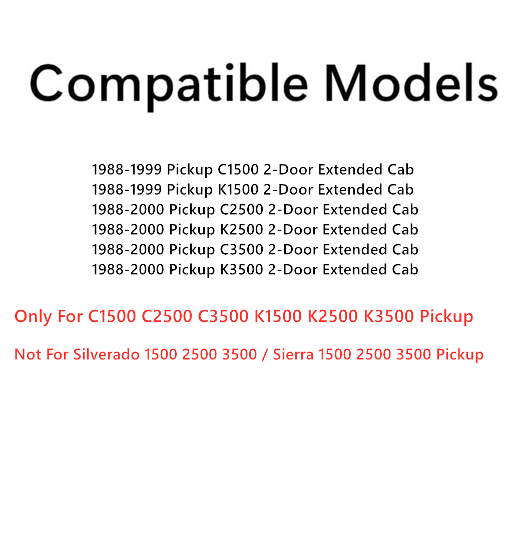 Movable Passenger Right Side Quarter Window Quarter Glass Complete Set Compatible with Chevrolet/GMC Pickup C1500 K1500 1988-1999 / C2500 K2500 C3500 K3500 1988-2000 2 Dr Extended Cab Models