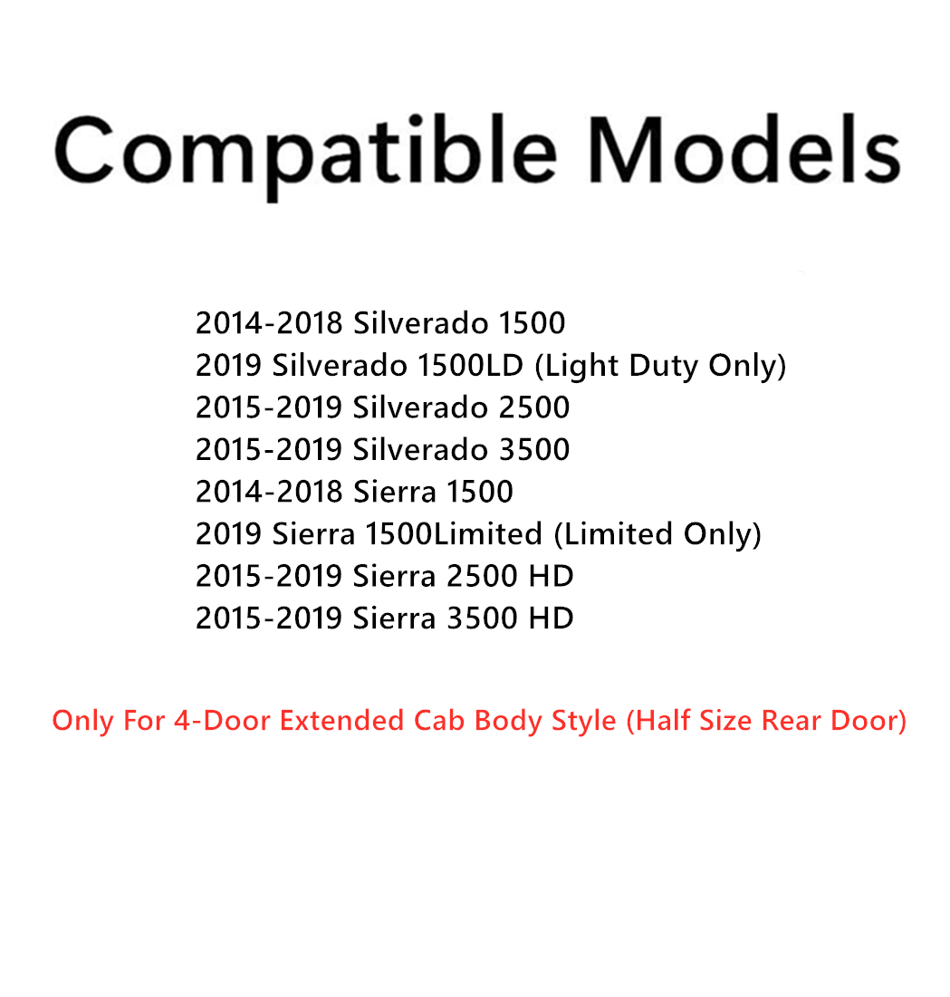 Driver Left Side Rear Door Window Door Glass Compatible with Chevrolet Silverado/GMC Sierra 1500 4 Door Extended Cab 2014-2018 Models/2500 3500 4 Door Extended Cab 2015-2019 Models