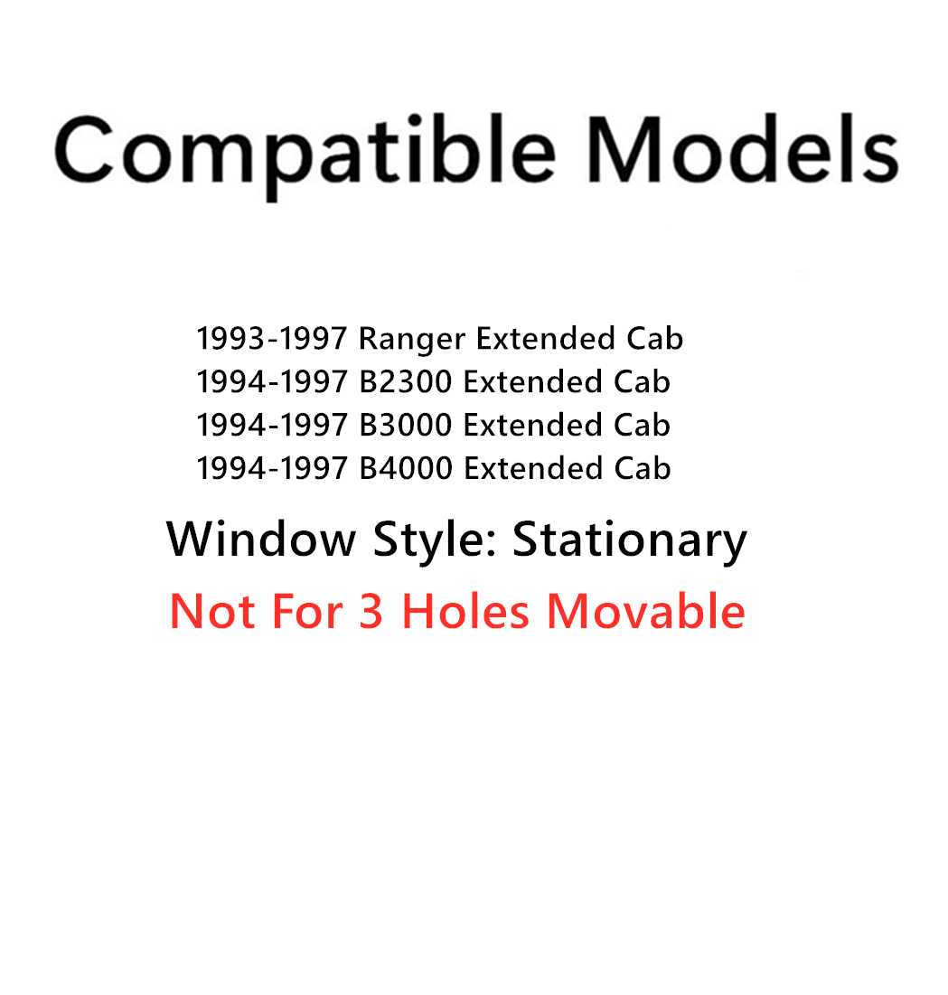 Stationary Passenger Right Side Rear Quarter Window Door Glass Compatible with Ford Ranger/Mazda B2300 B3000 B4000 Super/Extended Cab 1993-1997 Models