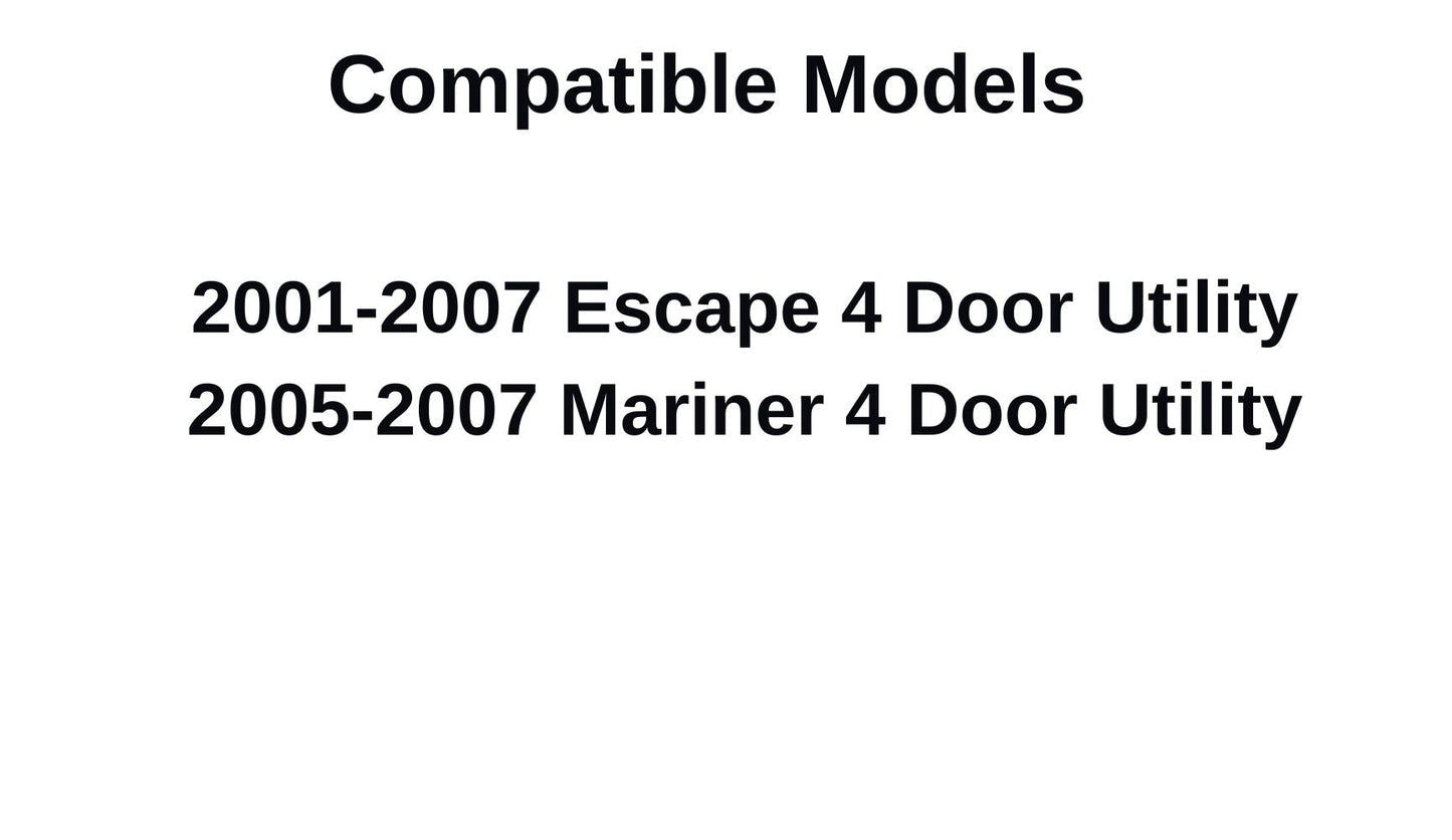Driver Left Side Quarter Window Quarter Glass Compatible with Ford Escape/Mercury Mariner 2001-2007 Models