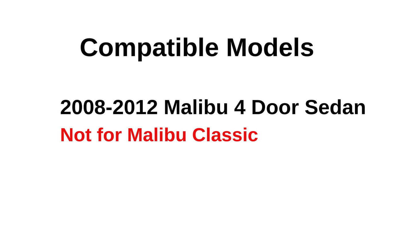 Passenger Right Side Rear Door Window Door Glass Compatible with Chevrolet Malibu 4-Door Sedan 2008-2012 Models (Not For Malibu Classic)