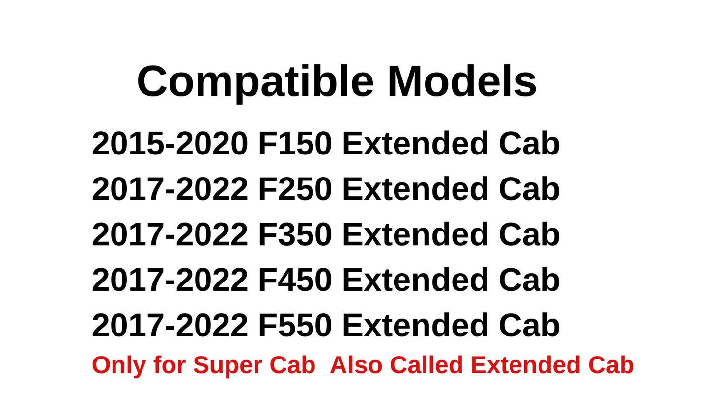 Driver Left Side Rear Door Window Door Glass Compatible with Ford F150 2015-2020 / F250 F350 F450 F550 2017-2022 Super Cab/Extened Cab Pikcups Models