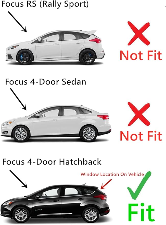 OEM Heated Back Window Back Glass Compatible with Ford Focus 2015-2018 4 Door Hatchback Models