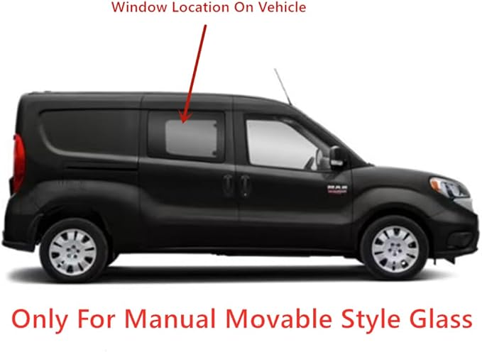 Movable Manual Sytle Passenger Right Side Rear Door Window Door Glass Compatible with Ram Promaster City 2015-2021 Models
