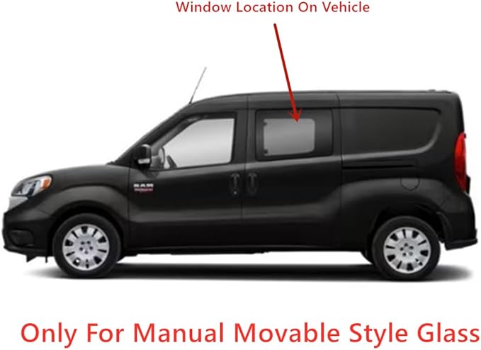 Movable Manual Sytle Driver Left Side Rear Door Window Door Glass Compatible with Ram Promaster City 2015-2021 Models