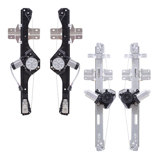 Driver and Passenger Side Power Window Regulator with Motor-2 Pin Connector Without One Touch 4 Piece Set Compatible with 07-12 Acadia