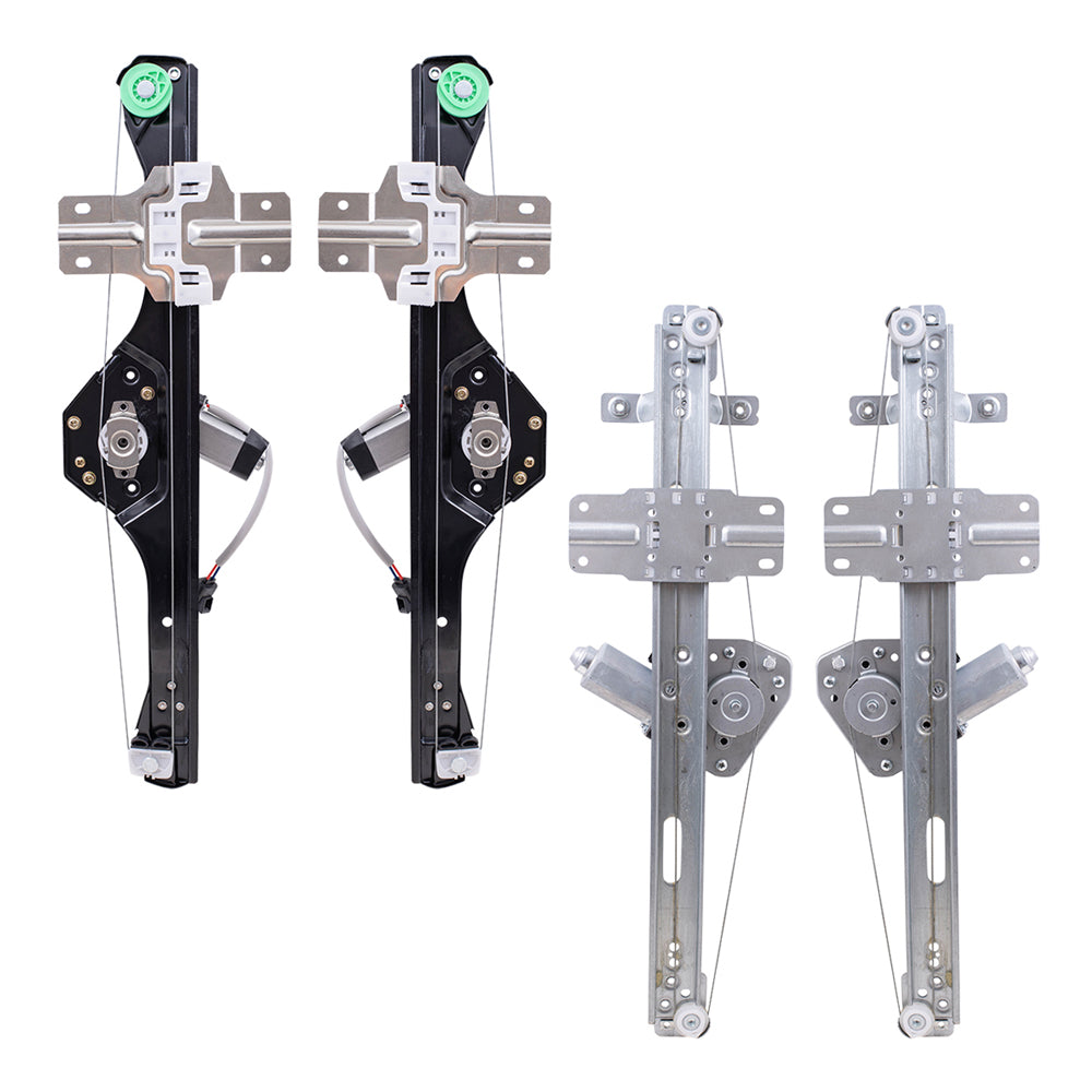 Driver and Passenger Side Power Window Regulator with Motor-2 Pin Connector Without One Touch 4 Piece Set Compatible with 07-12 Acadia