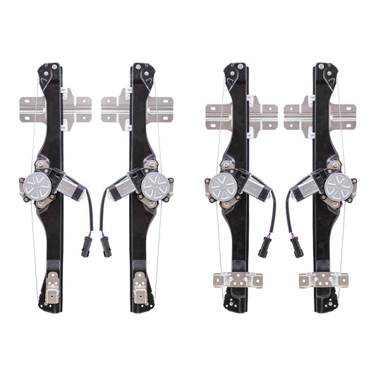 Driver and Passenger Side Power Window Regulator with Motor-2 Pin Connector 4 Piece Set Compatible with 2013-2016 Acadia/ 2017 Acadia Limited/ 2013-2017 Traverse