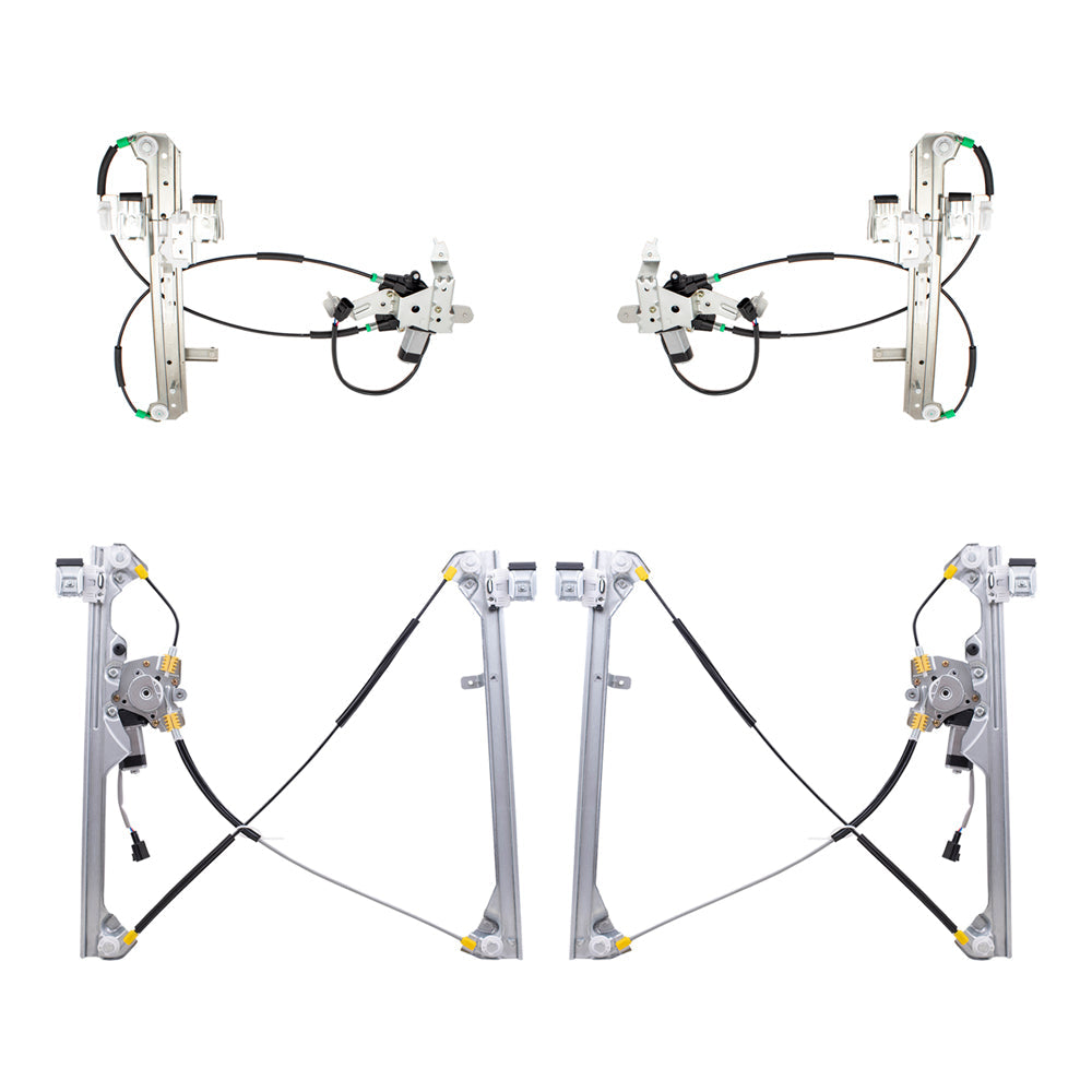 4 Pc Front & Rear Set Power Window Regulators with Motors Compatible with 2000-06 Tahoe Yukon 2002-2006 Escalade