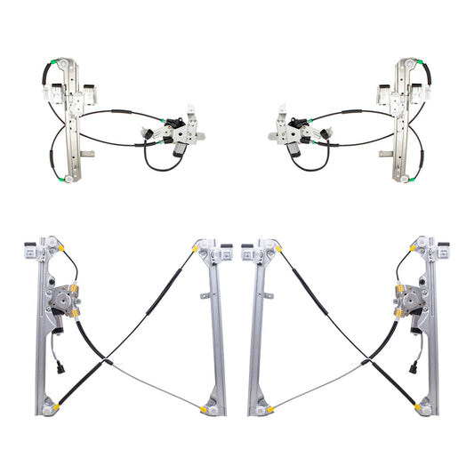 4 Pc Front & Rear Set Power Window Regulators with Motors Compatible with 2000-06 Tahoe Yukon 2002-2006 Escalade