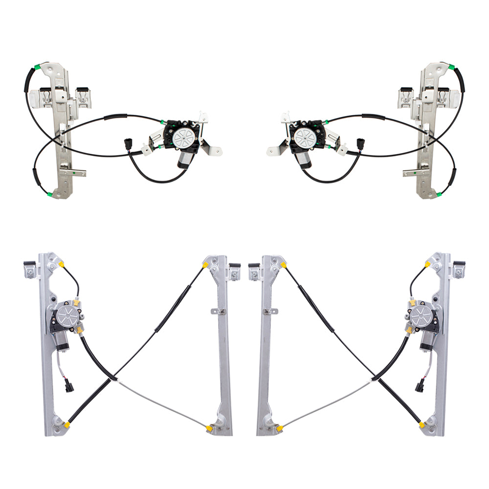 4 Pc Front & Rear Set Power Window Regulators with Motors Compatible with 2000-06 Tahoe Yukon 2002-2006 Escalade