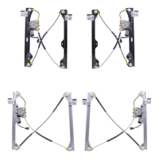 Window Regulators with Motor 4 Piece Set Compatible with 07-13 Avalanche 08-13 Escalade EXT 07-13 Sierra 1500/2500HD/3500HD 07-13 Silverado 1500 07-14 Silverado 2500HD/3500HD