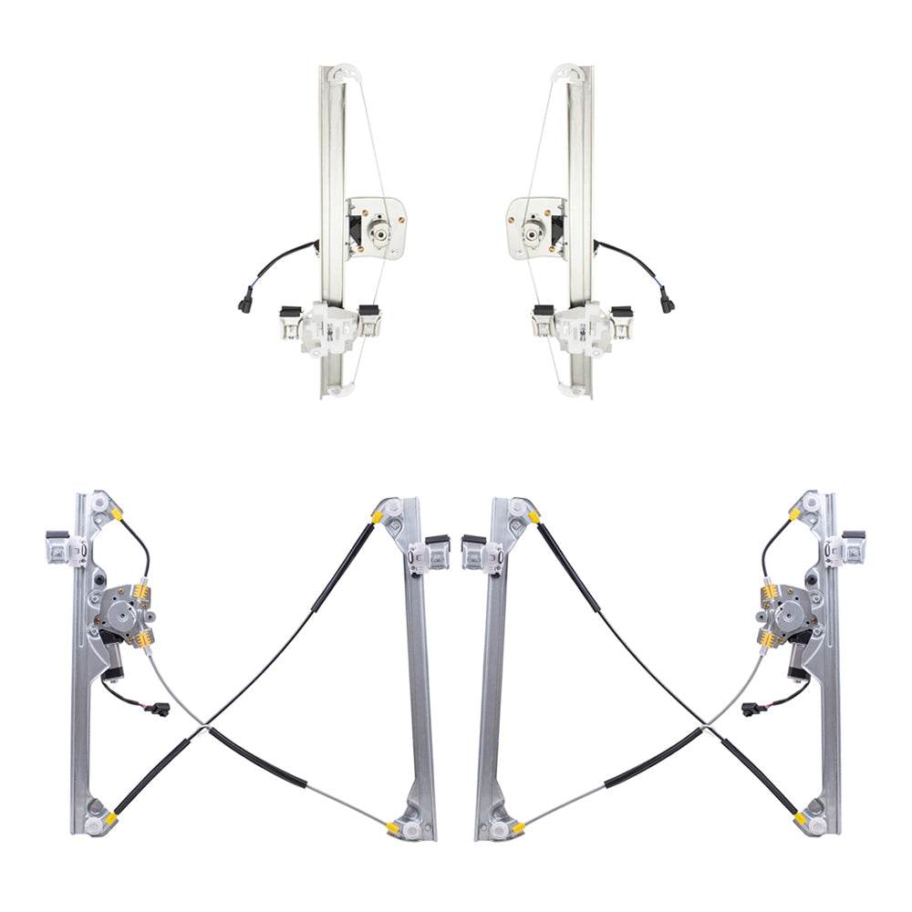Front and Rear Window Regulators with Motor 4 Piece Set Compatible with 07-13 Silverado 1500 08-13 Silverado 2500HD/3500HD 07-13 Sierra 1500/2500HD/3500HD
