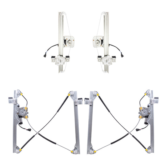 Front and Rear Window Regulators with Motor 4 Piece Set Compatible with 07-13 Silverado 1500 08-13 Silverado 2500HD/3500HD 07-13 Sierra 1500/2500HD/3500HD