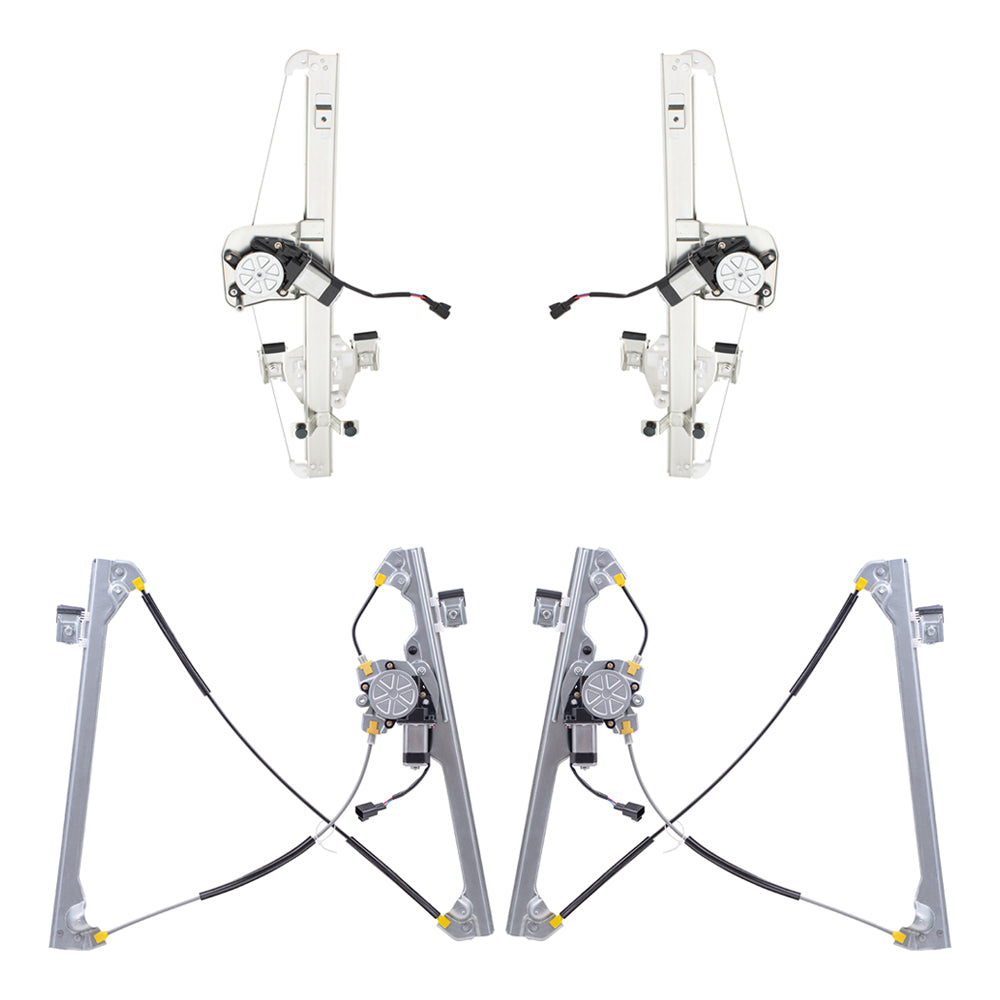Front and Rear Window Regulators with Motor 4 Piece Set Compatible with 07-13 Silverado 1500 08-13 Silverado 2500HD/3500HD 07-13 Sierra 1500/2500HD/3500HD
