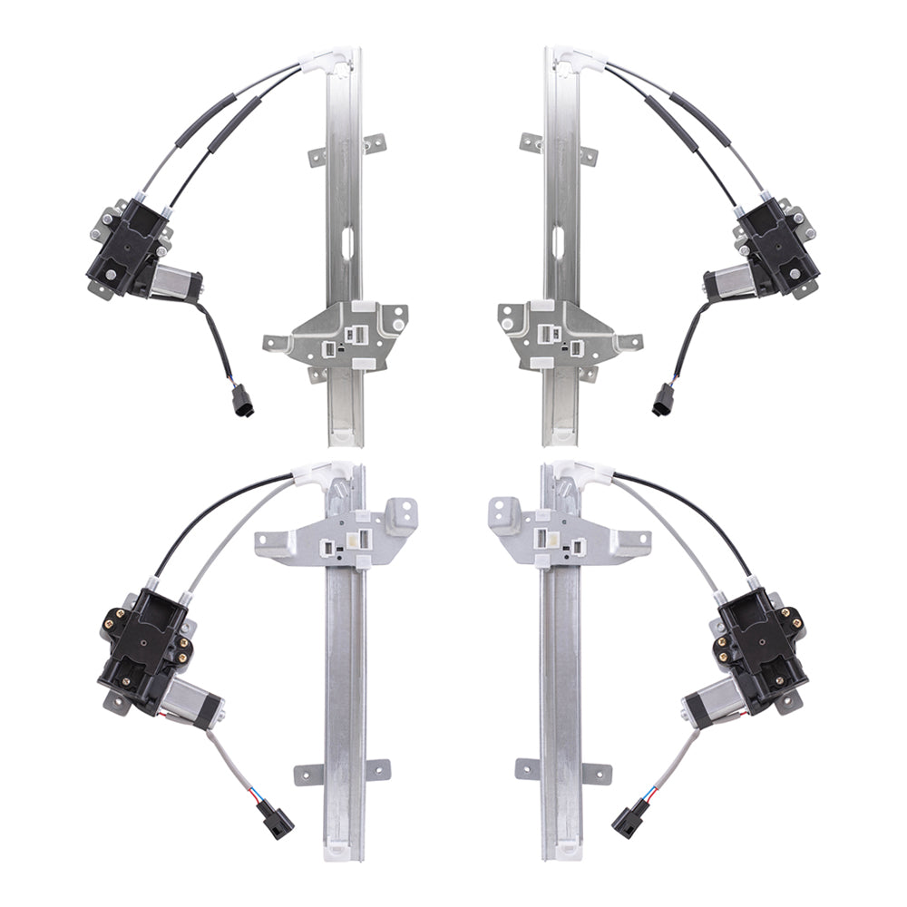 Front and Rear Power Window Regulators with Motor 4 Piece Set Compatible with 1997-2003 Grand Prix Sedan
