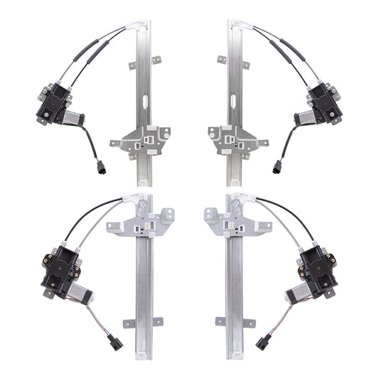 Front and Rear Power Window Regulators with Motor 4 Piece Set Compatible with 1997-2003 Grand Prix Sedan