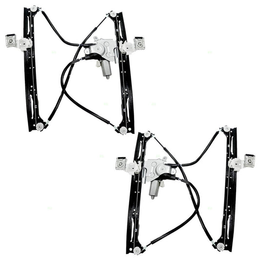 Set Front Power Window Lift Regulators with Motors Compatible with 2002-2009 Envoy Trailblazer 88980703 88980704
