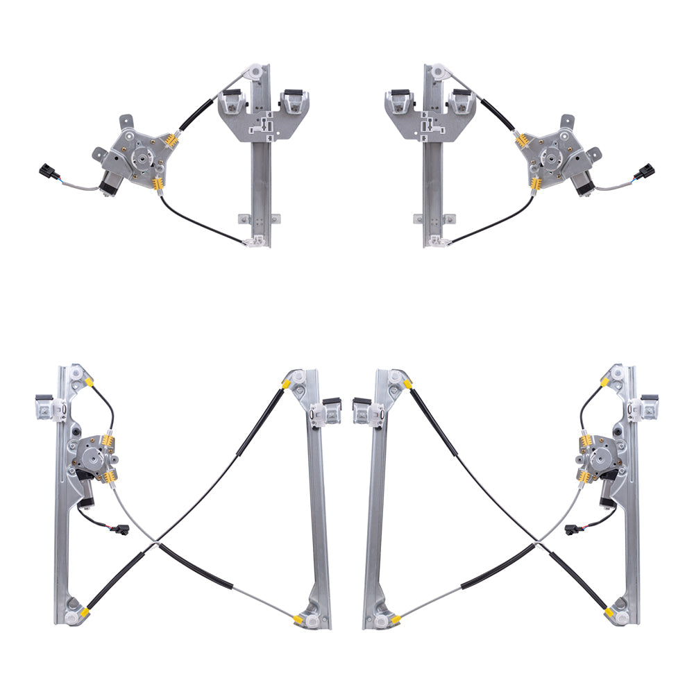 Driver and Passenger Side Front and Rear Power Window Regulators with Motor 4 Piece Set Compatible with 2007-2014 Tahoe 07-14 Yukon & Yukon Denali 07-08 Escalade