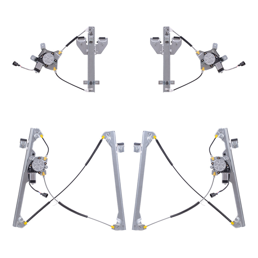 Driver and Passenger Side Front and Rear Power Window Regulators with Motor 4 Piece Set Compatible with 2007-2014 Tahoe 07-14 Yukon & Yukon Denali 07-08 Escalade