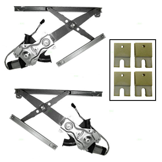 Set Front Power Window Regulators with Motors and 4 Window Sash Connectors Compatible with 1992-1998 Grand Am Sedan