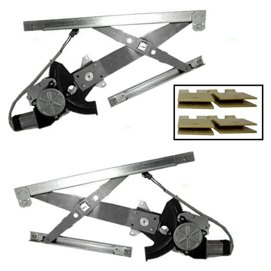 Set Front Power Window Regulators with Motors and 4 Window Sash Connectors Compatible with 1992-1998 Grand Am Sedan