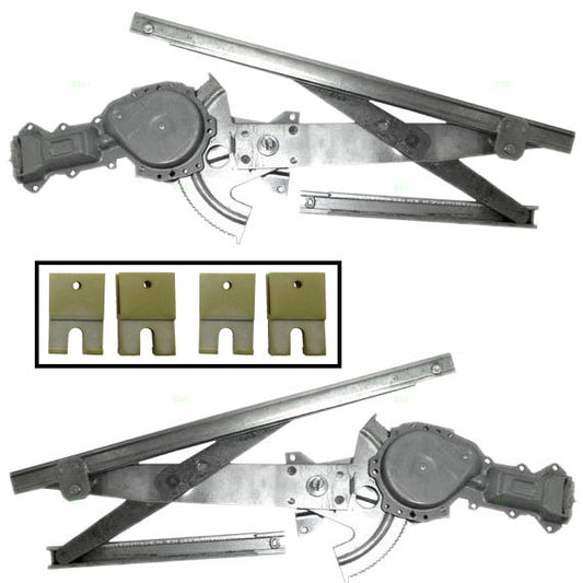 6 Pc Set Front Power Window Regulators w/Motors & 4 Sash Clips Compatible with 1995-2005 Cavalier Sunfire Sedan