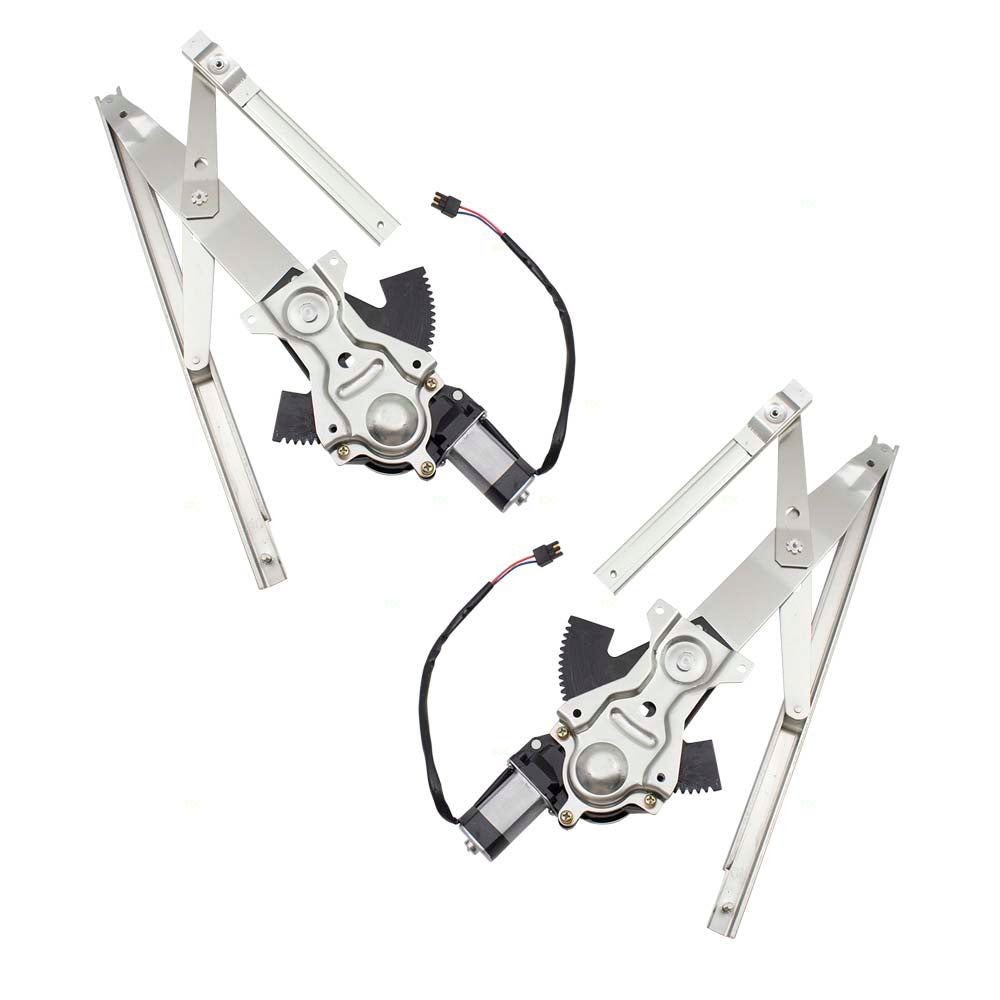 6 Pc Set Front Power Window Regulators w/Motors & 4 Sash Clips Compatible with 1995-2005 Cavalier Sunfire Sedan