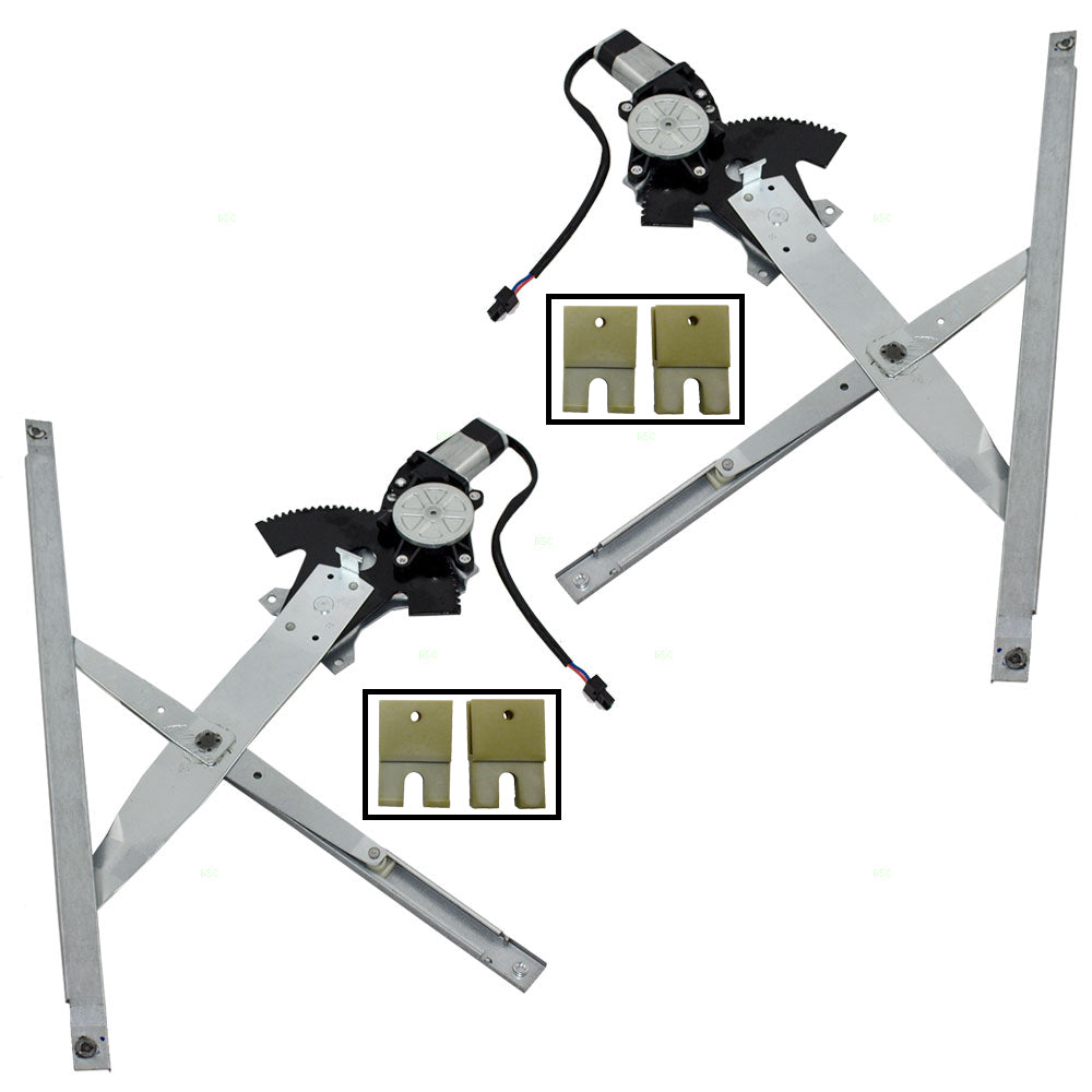 Front Power Window Regulators & Motors with 4 Sash Connector Clips Compatible with 92-98 Skylark 15218046 15218050