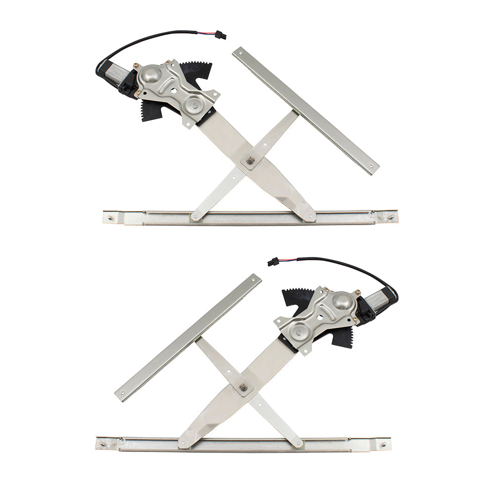 Front Power Window Regulators & Motors with 4 Sash Connector Clips Compatible with 92-98 Skylark 15218046 15218050