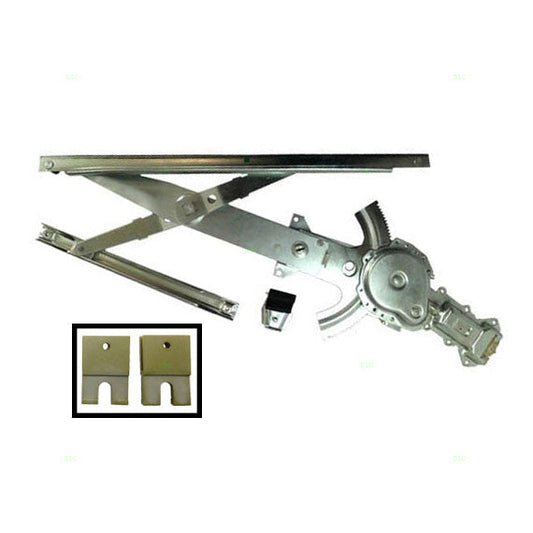 Driver Front Power Window Regulator with Motor and 2 Window Sash Connectors Clips Compatible with 92-98 Skylark Grand Am Achieva Coupe 16636617 22541970