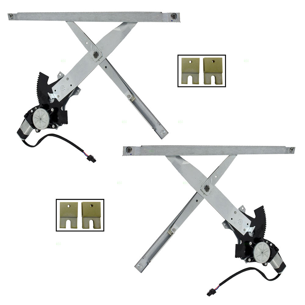 Front Power Window Regulators & Motors with 4 Sash Connector Clips Compatible with 92-98 Skylark 15218046 15218050