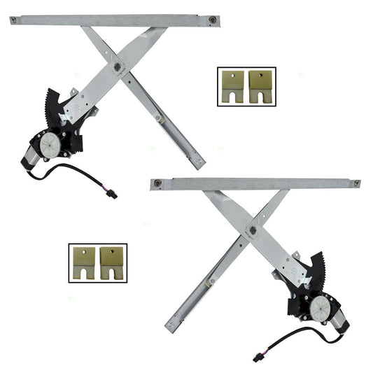 Front Power Window Regulators & Motors with 4 Sash Connector Clips Compatible with 92-98 Skylark 15218046 15218050