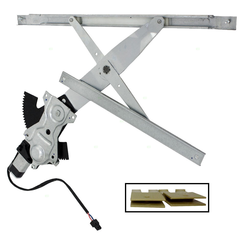 Passenger Front Power Window Regulator with Motor Assembly & 2 Sash Connector Clips Compatible with 1995-2005 Cavalier Sunfire Coupe