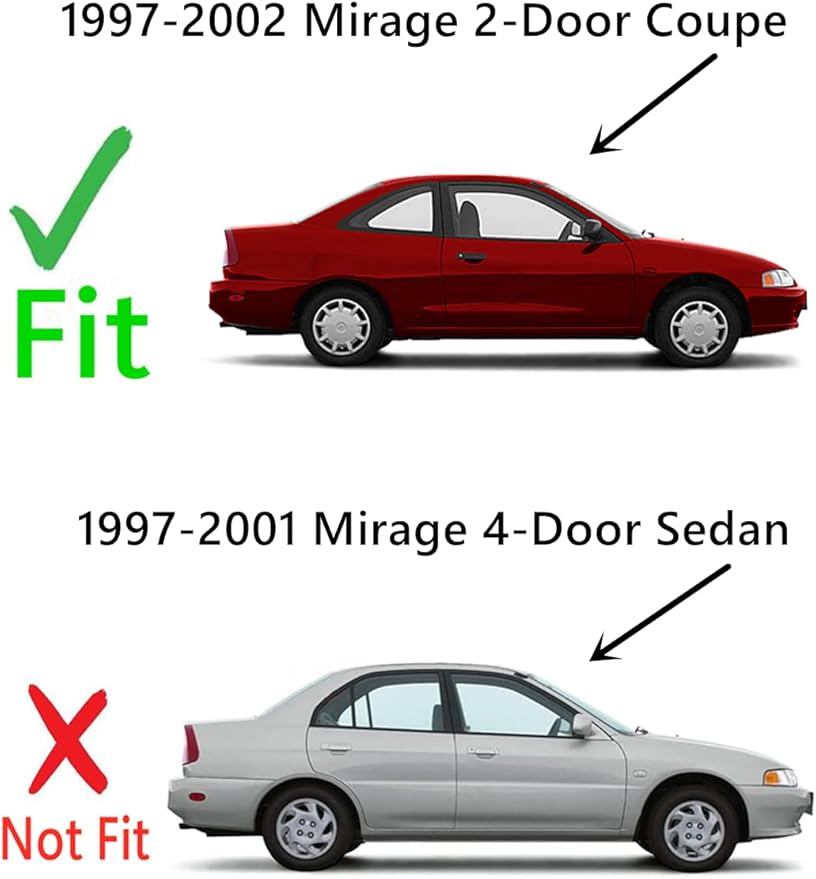 Passenger Right Side Door Window Door Glass Compatible with Mitsubishi Mirage 2 Door Coupe 1997-2002 Models