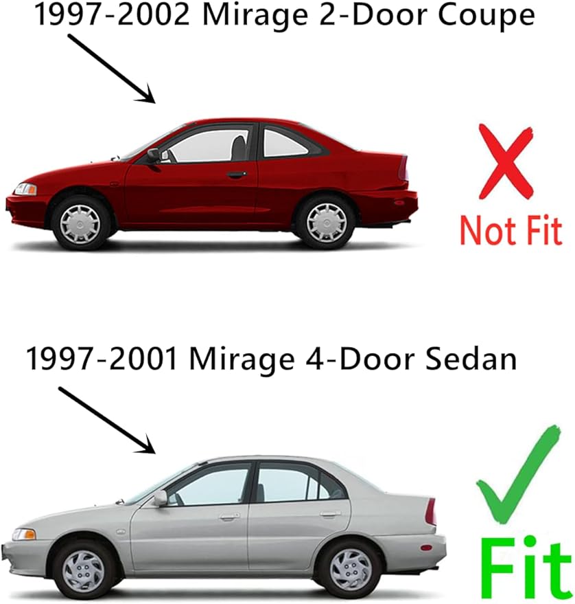 Driver Left Side Rear Door Window Door Glass Compatible with Mitsubishi Mirage 4 Door Sedan 1997-2001 Models