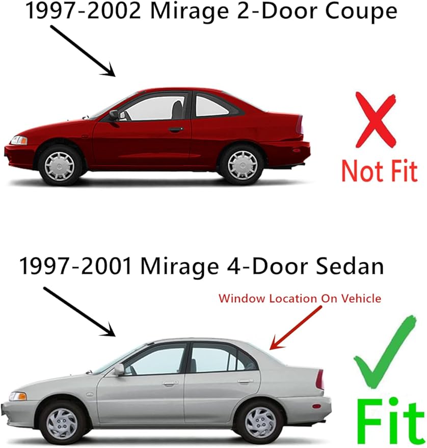Heated Back Window Back Glass Compatible with Mitsubishi Mirage 4 Door Sedan 1997-2001 Models
