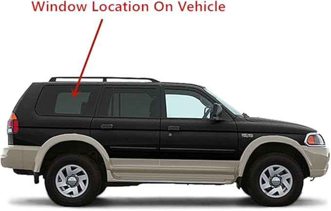 Passenger Right Side Rear Quarter Window Quarter Glass Compatible with Mitsubishi Montero Sport 1997-2007 Models