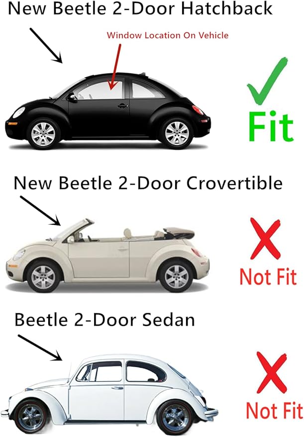 Driver Left Side Front Door Window Door Glass Compatible with Volkswagen New Beetle 2 Door Hatchback 1998-2011 Models