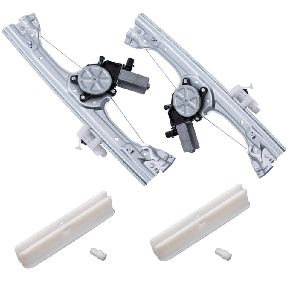 Front Driver Passenger Side Power Window Regulator with Motor and OE Type Glass Guide Set Plus Glass Run Channel Guide Clips. Compatible With 2012-2019 500/500c 2013-2019 500e